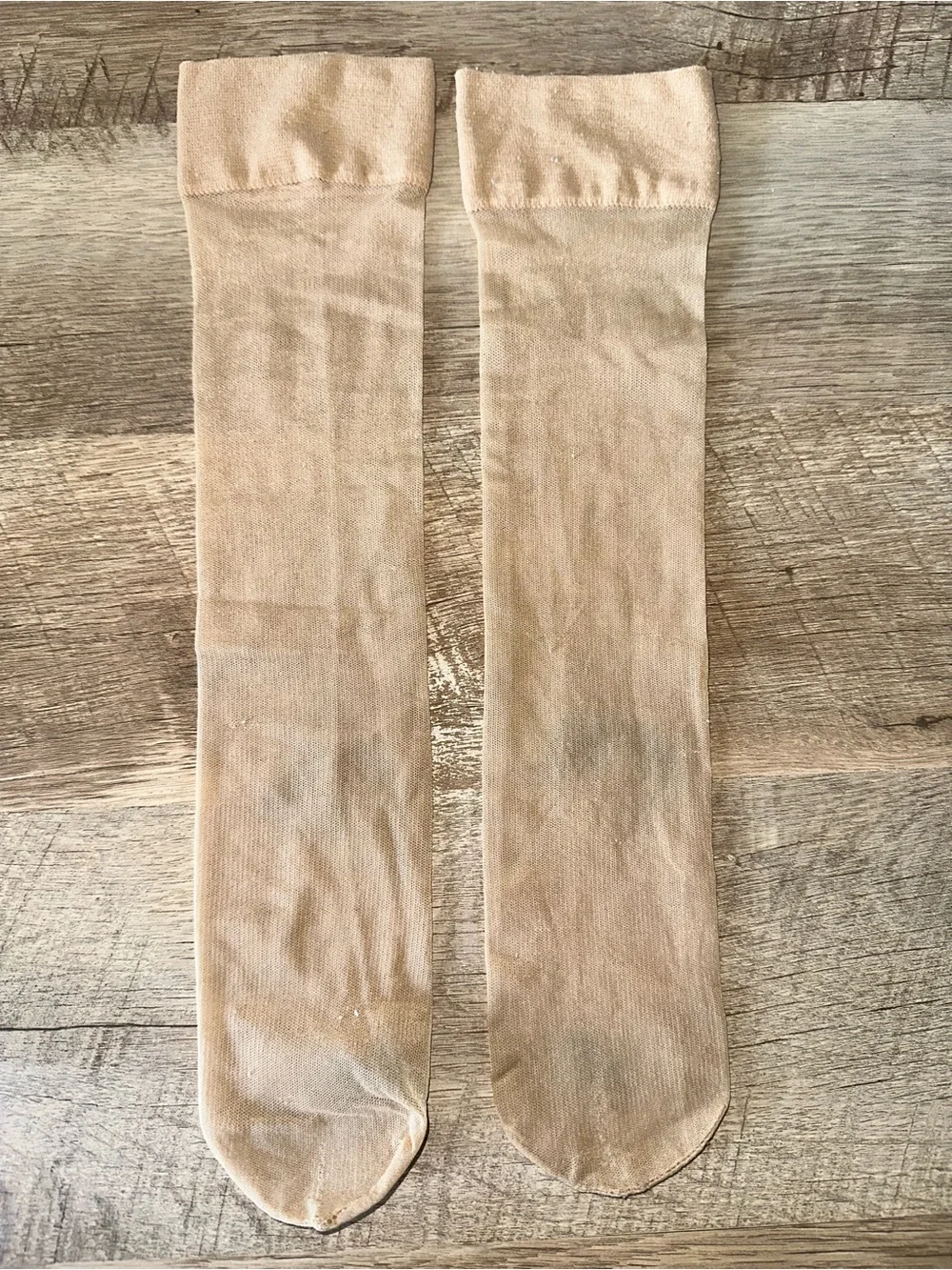 Sheer Beige Knee-High Stockings - Pair